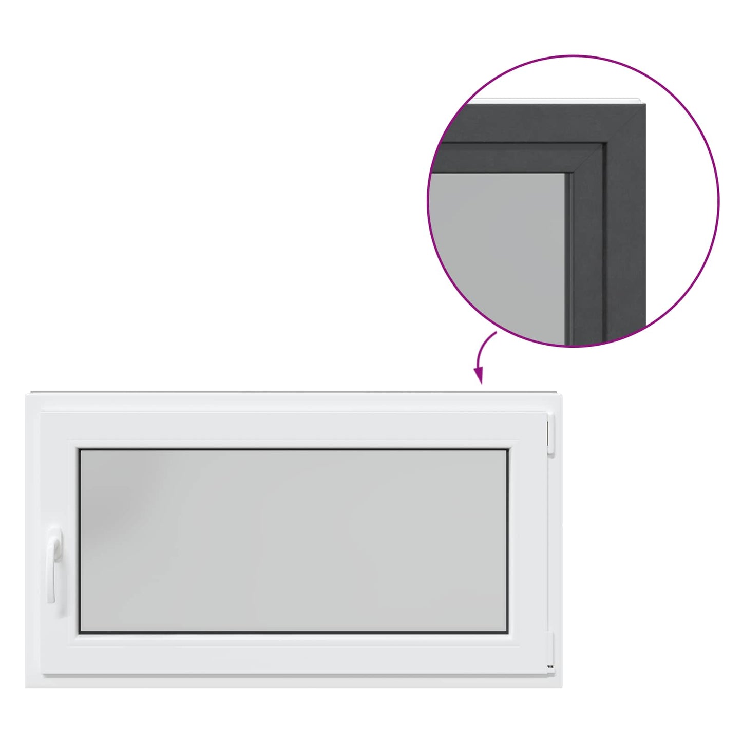 Basement Window RISOR 110 x 70 cm PVC and Glass Anthracite