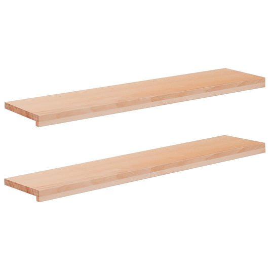 Stair Treads 2 pcs 120 x 30 x 2 cm Natural Solid Beech Wood