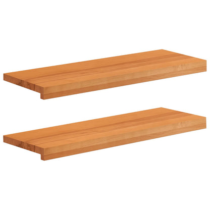 Stair Treads 2 pcs 70 x 30 x 2 cm Light Brown Solid Beech Wood