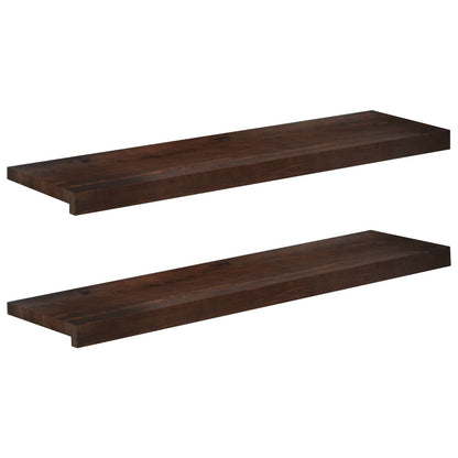 Stair Treads 2 pcs 100 x 30 x 2 cm Dark Brown Solid Beech Wood