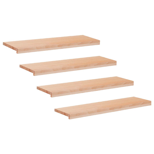 Stair Treads 4 pcs 100 x 25 x 2 cm Natural Solid Beech Wood