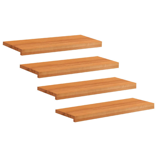 Stair Treads 4 pcs 70 x 30 x 2 cm Light Brown Solid Beech Wood