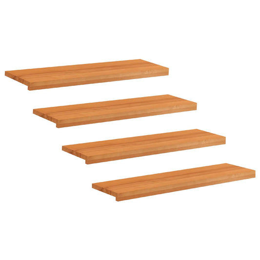 Stair Treads 4 pcs 100 x 30 x 2 cm Light Brown Solid Beech Wood