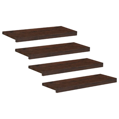Stair Treads 4 pcs 80 x 25 x 2 cm Dark Brown Solid Beech Wood