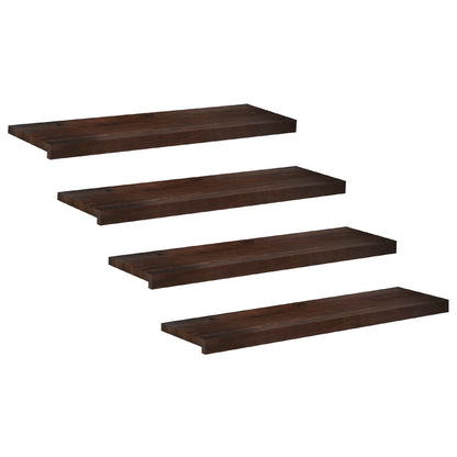 Stair Treads 4 pcs 100 x 25 x 2 cm Dark Brown Solid Beech Wood