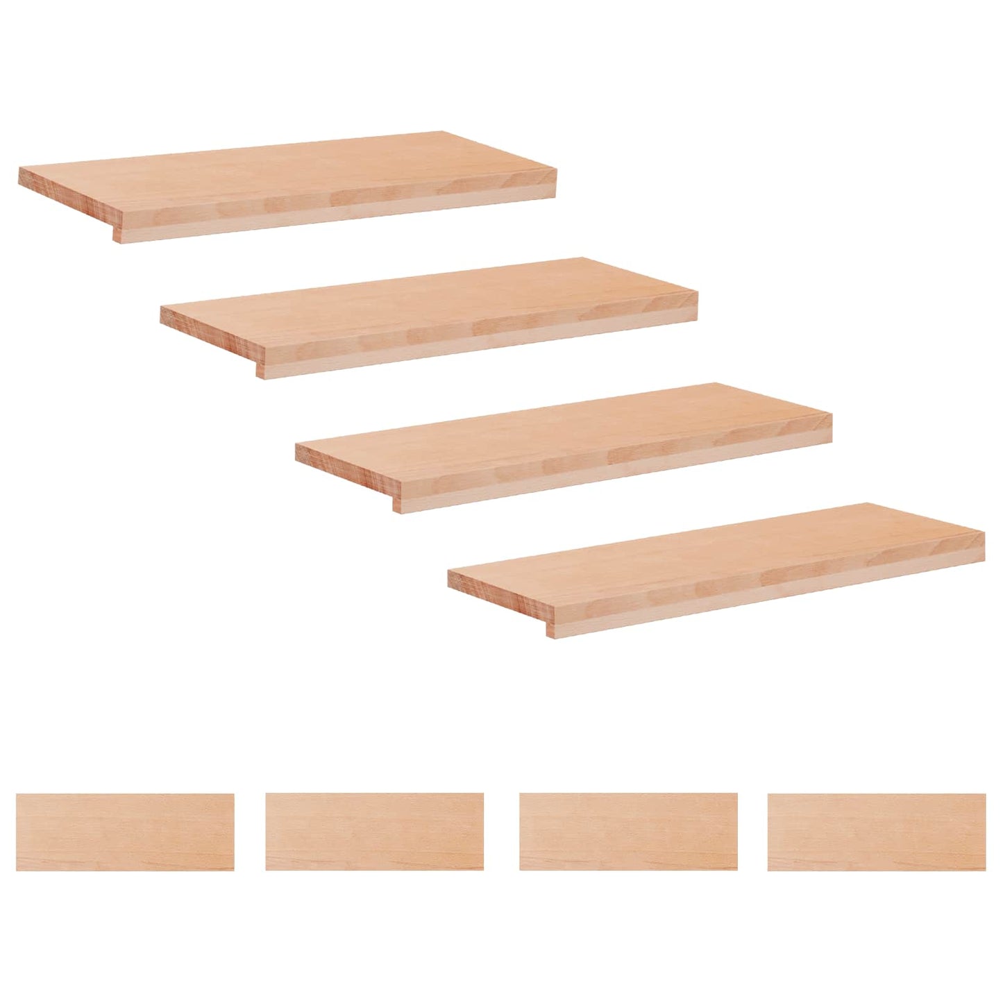 Stair Treads 8 pcs 80 x 30 x 2 cm Natural Solid Beech Wood