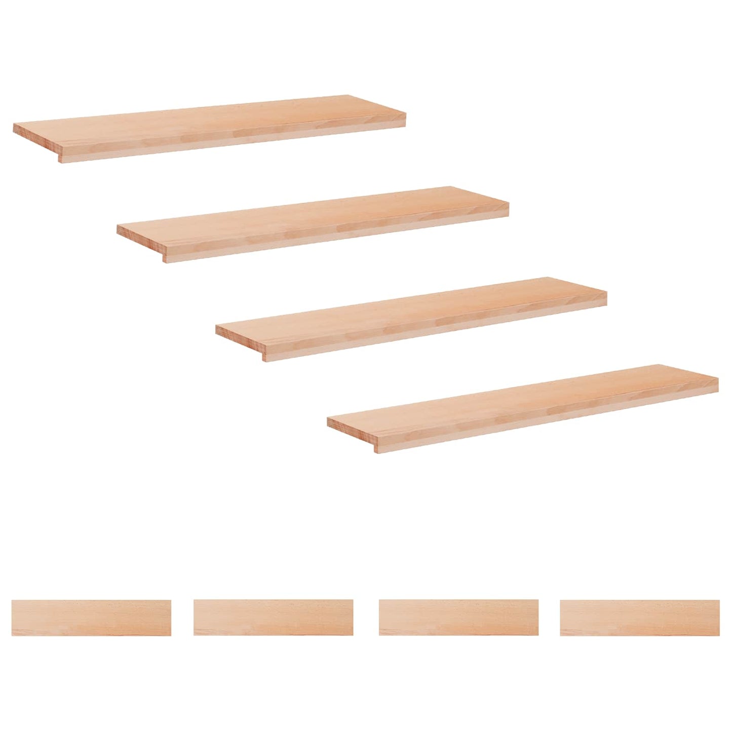 Stair Treads 8 pcs 110 x 30 x 2 cm Natural Solid Beech Wood