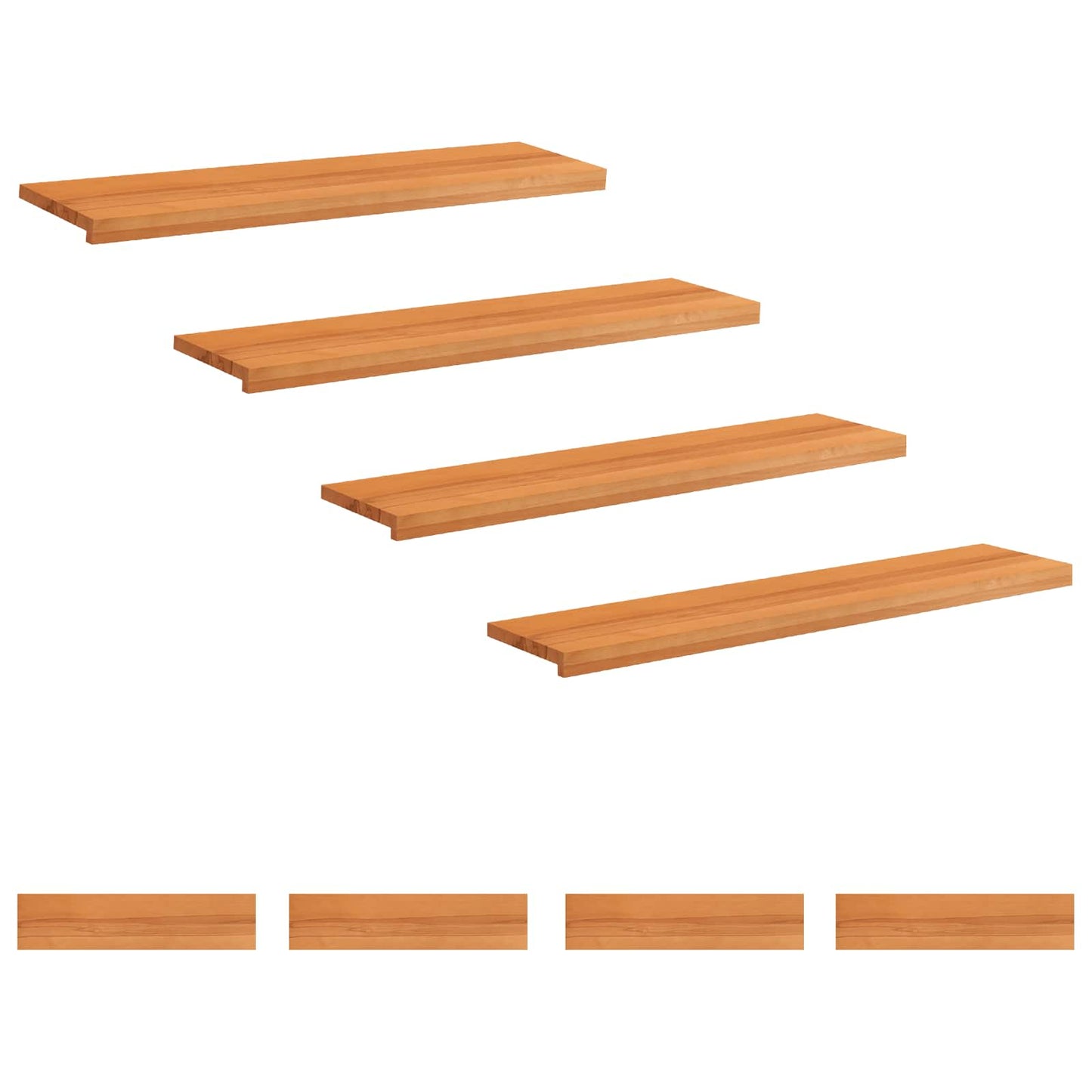 Stair Treads 8 pcs 110 x 25 x 2 cm Light Brown Solid Beech Wood