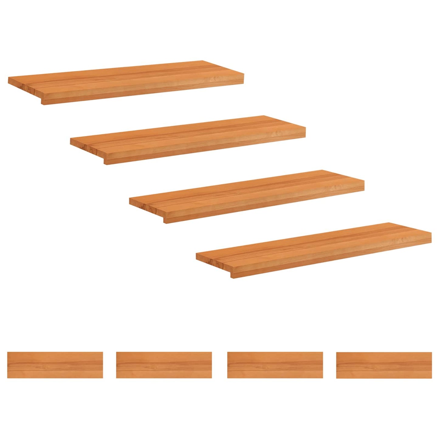 Stair Treads 8 pcs 100 x 30 x 2 cm Light Brown Solid Beech Wood