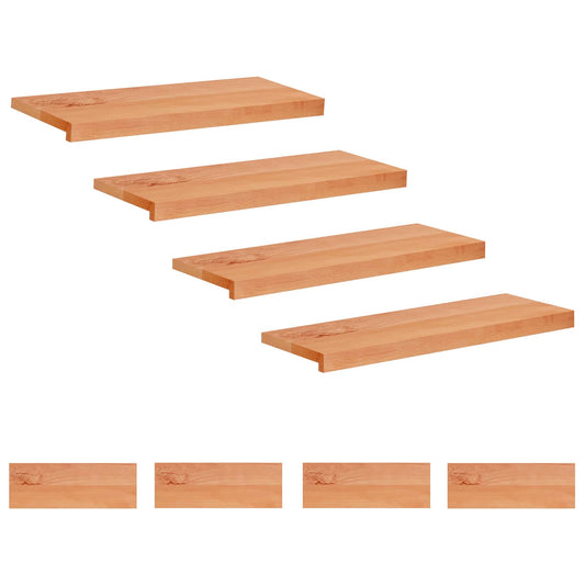 Stair Treads 8 pcs 70 x 25 x 2 cm Varnish Solid Beech Wood