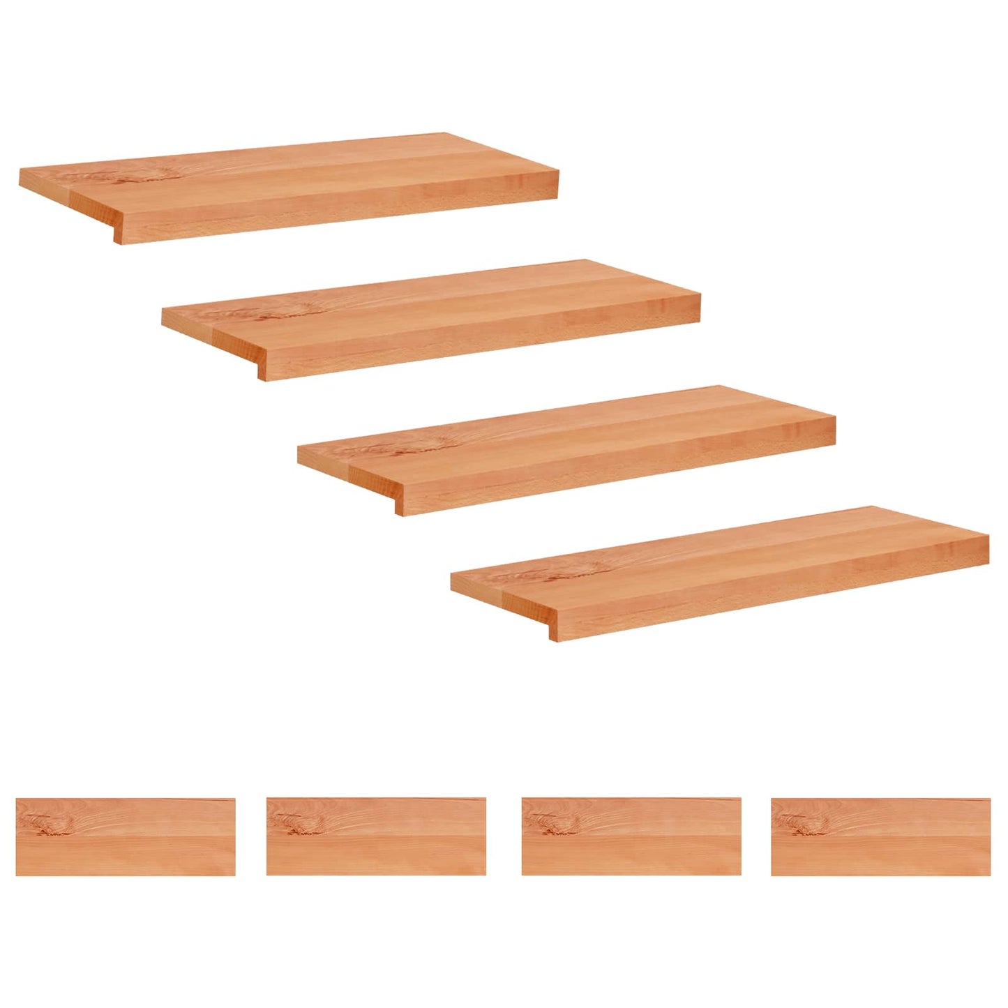 Stair Treads 8 pcs 80 x 25 x 2 cm Varnish Solid Beech Wood
