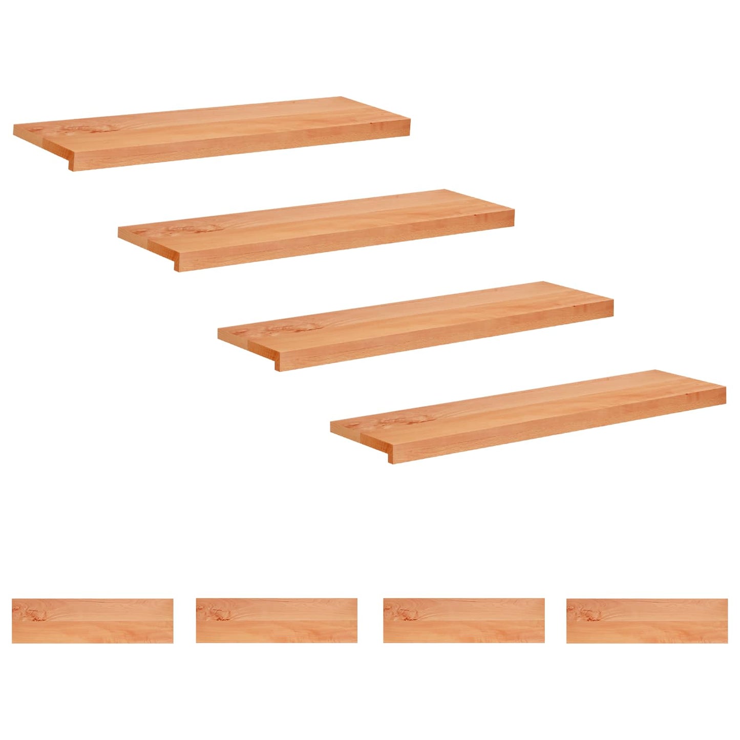 Stair Treads 8 pcs 100 x 25 x 2 cm Varnish Solid Beech Wood