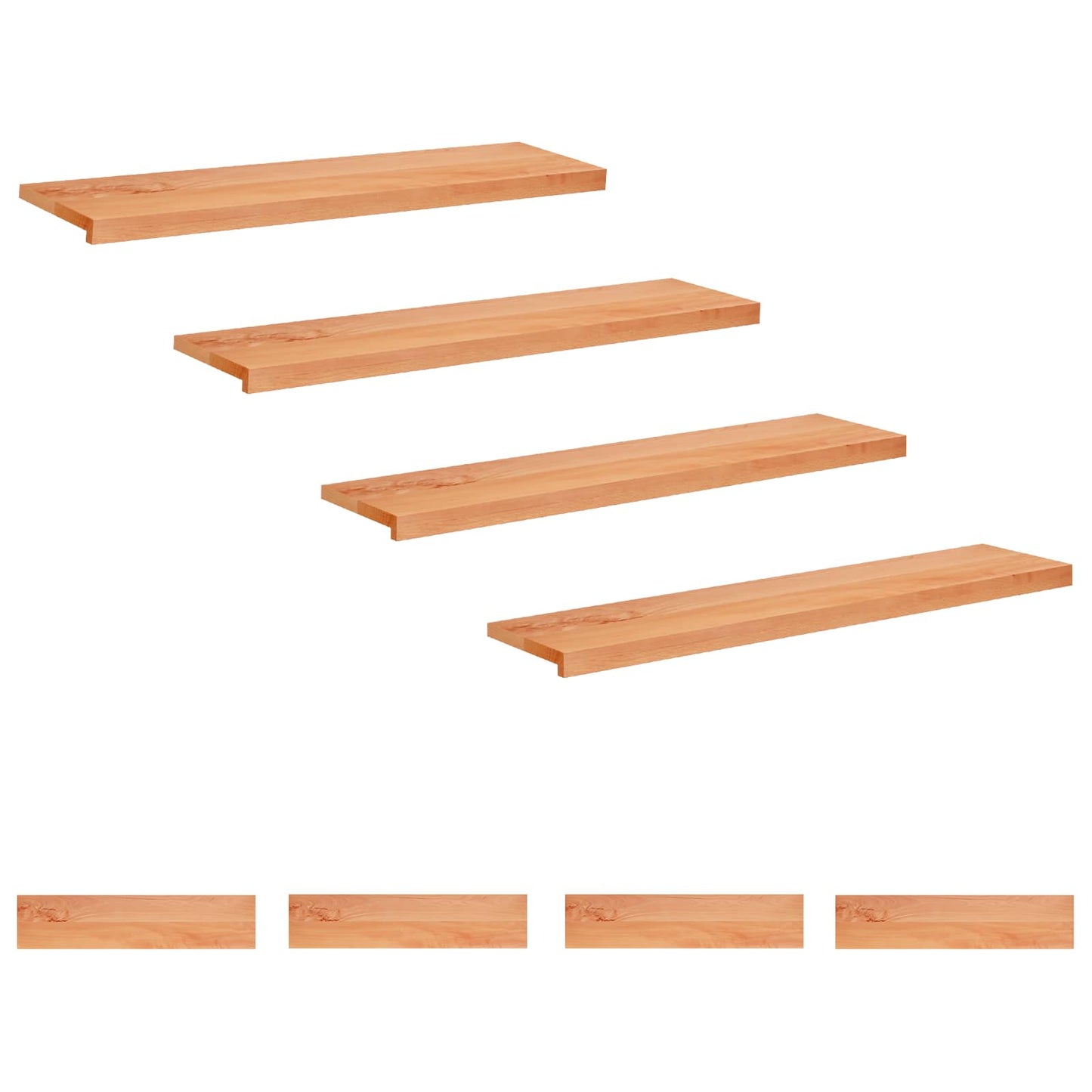 Stair Treads 8 pcs 120 x 25 x 2 cm Varnish Solid Beech Wood
