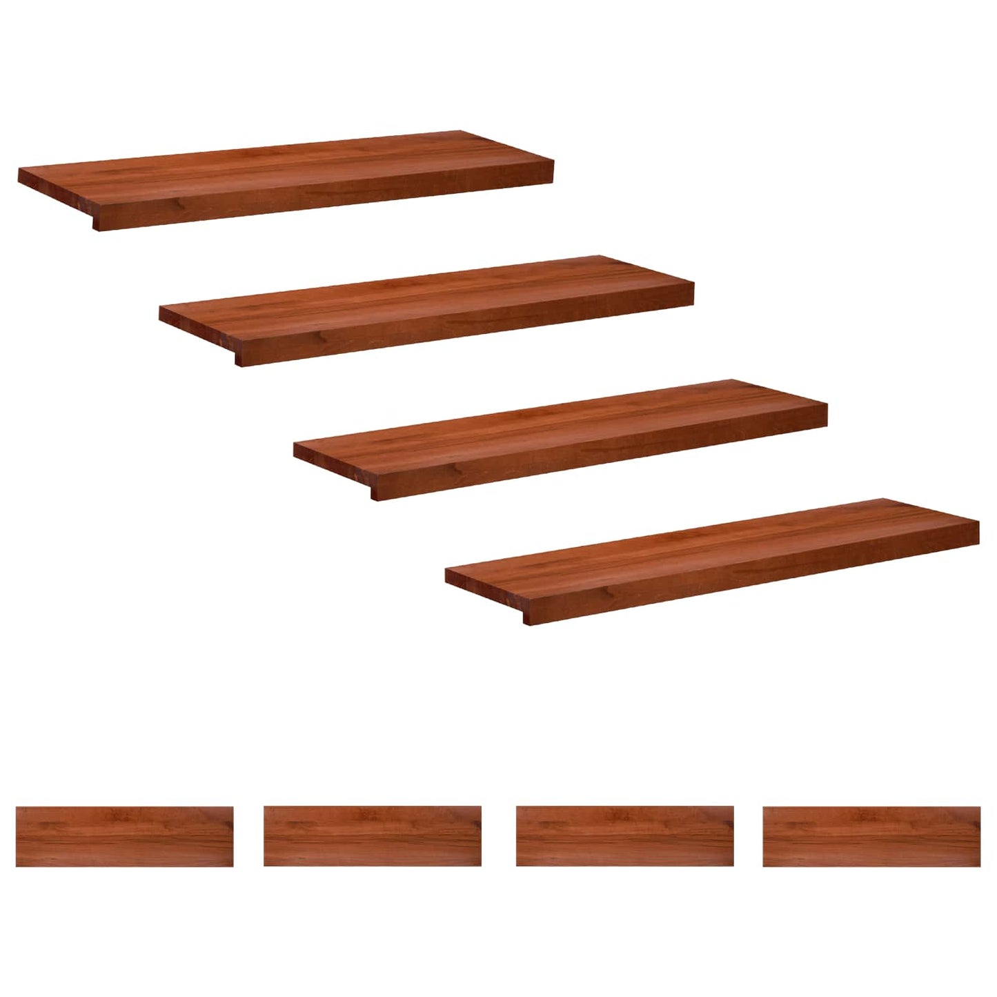 Stair Treads 8 pcs 100 x 25 x 2 cm Brown Solid Beech Wood