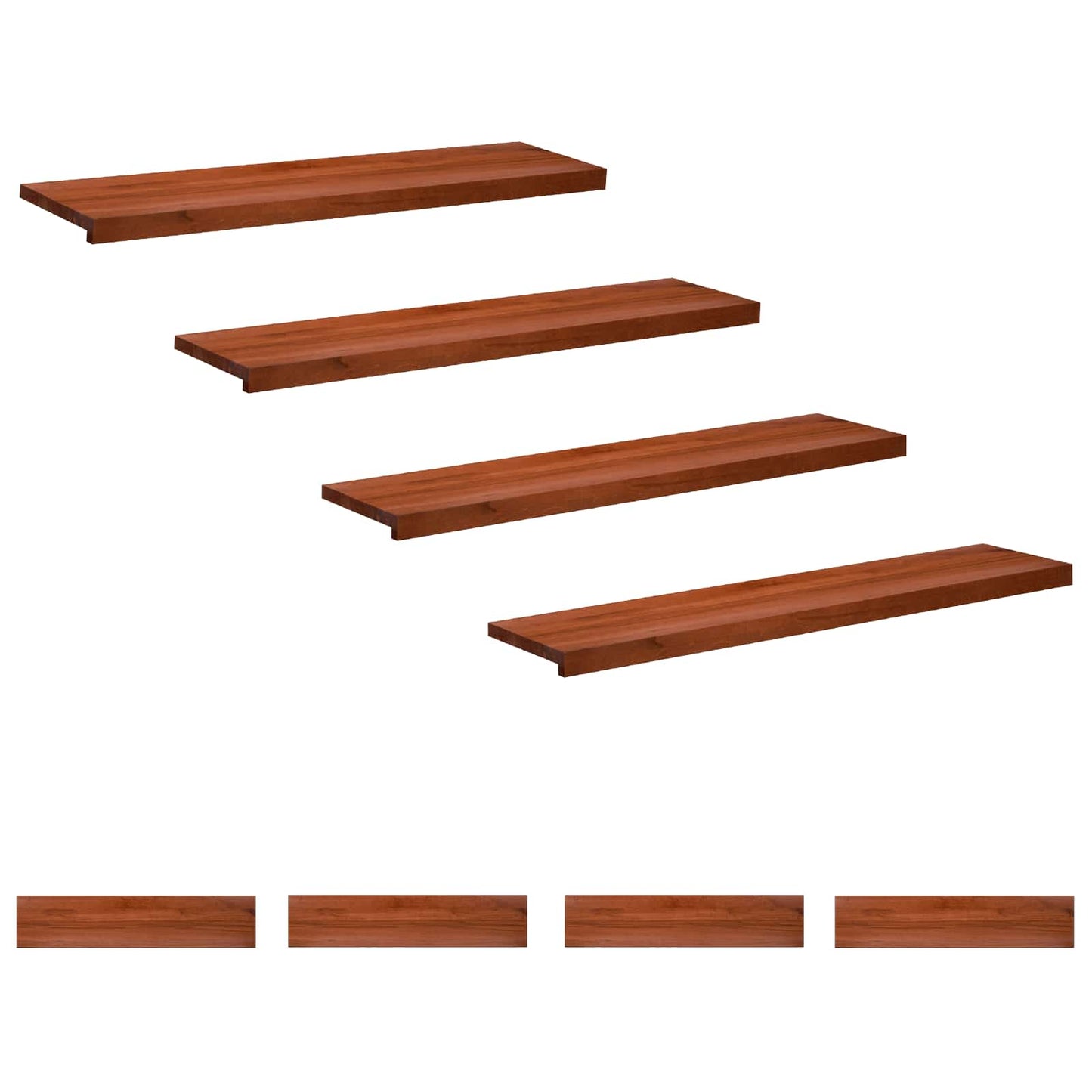Stair Treads 8 pcs 120 x 30 x 2 cm Brown Solid Beech Wood