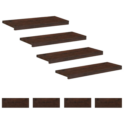 Stair Treads 8 pcs 80 x 25 x 2 cm Dark Brown Solid Beech Wood