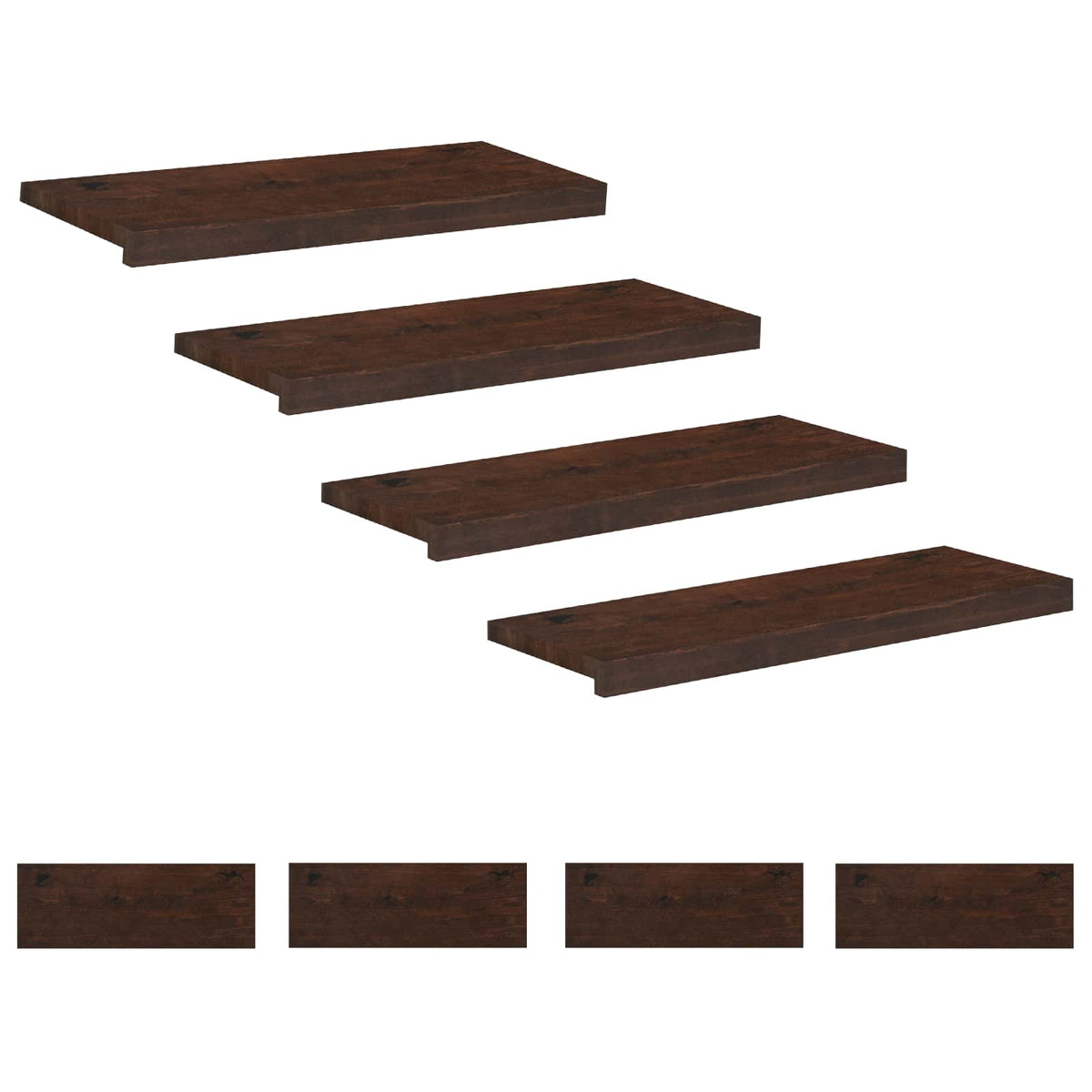 Stair Treads 8 pcs 80 x 30 x 2 cm Dark Brown Solid Beech Wood