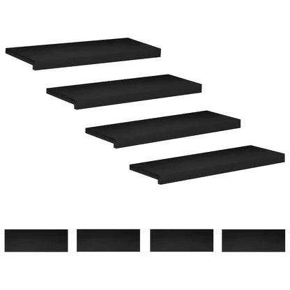 Stair Treads 8 pcs 70 x 25 x 2 cm Black Solid Beech Wood