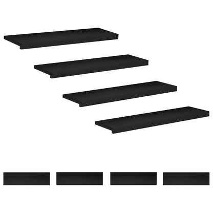 Stair Treads 8 pcs 100 x 30 x 2 cm Black Solid Beech Wood