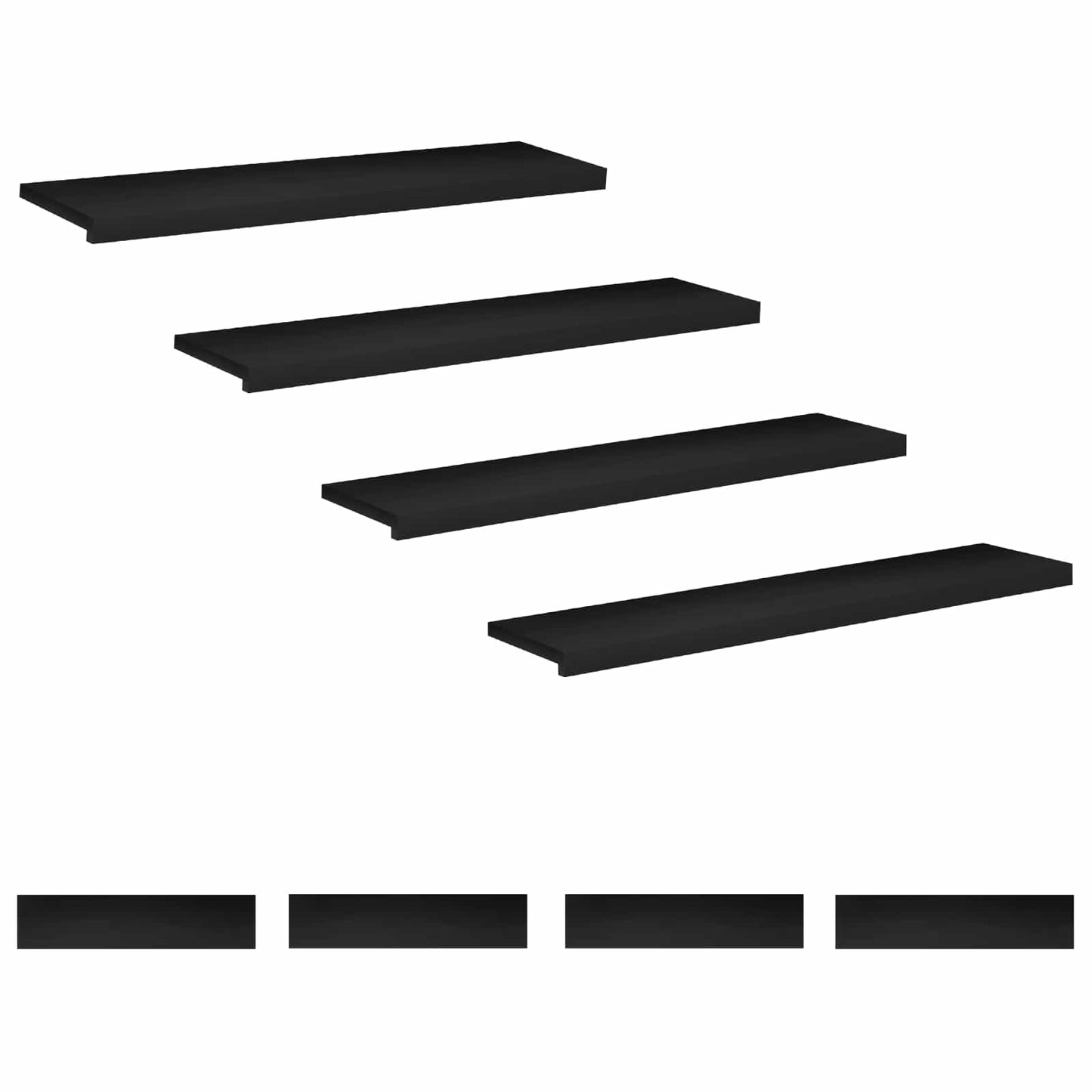 Stair Treads 8 pcs 120 x 30 x 2 cm Black Solid Beech Wood