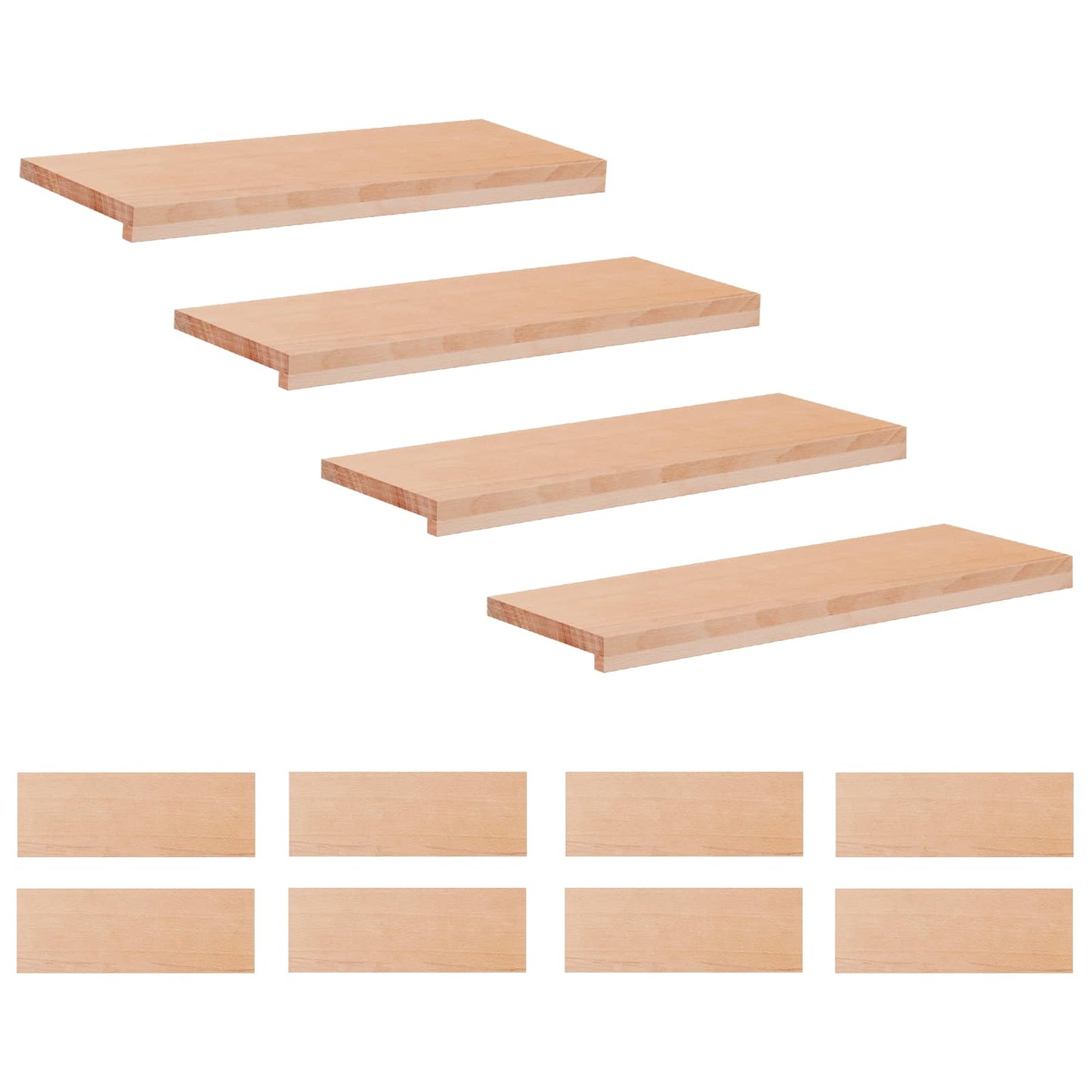 Stair Treads 12 pcs 70 x 25 x 2 cm Natural Solid Beech Wood