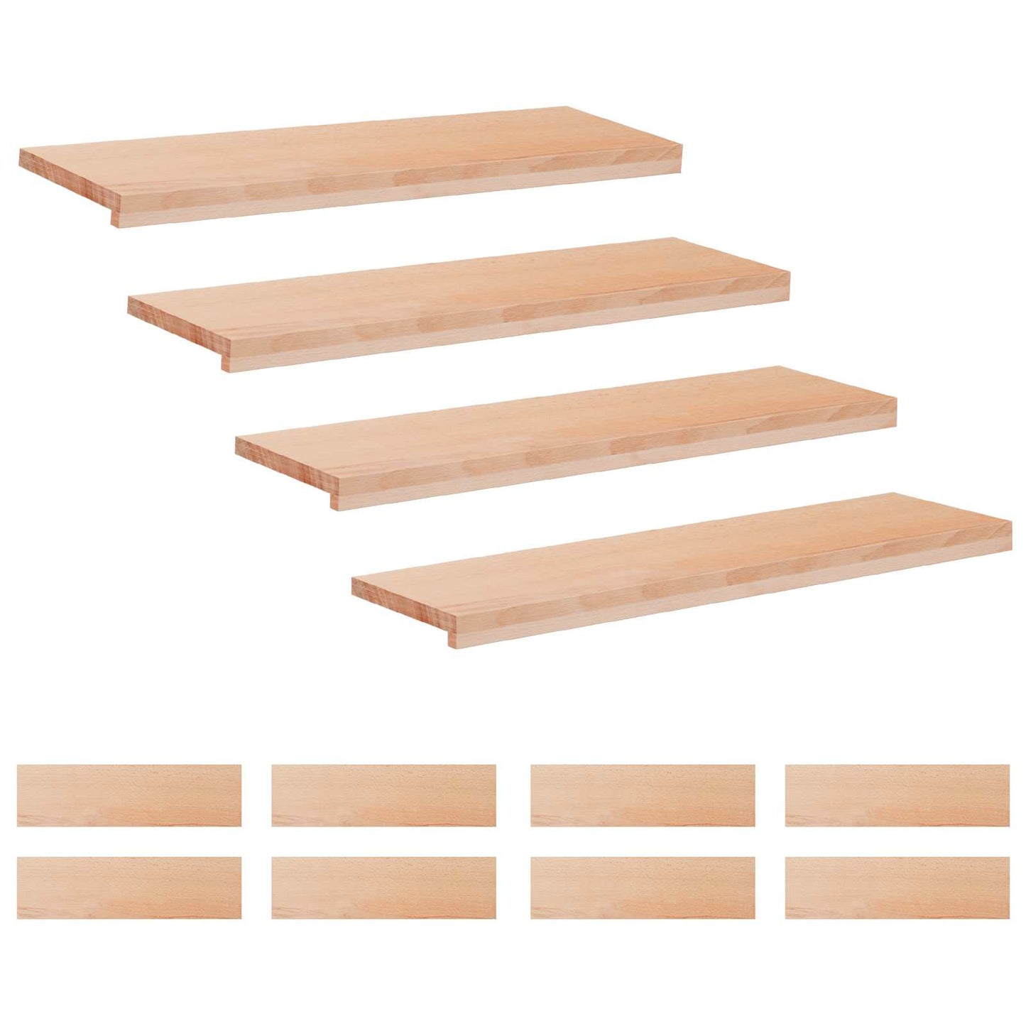 Stair Treads 12 pcs 100 x 30 x 2 cm Natural Solid Beech Wood