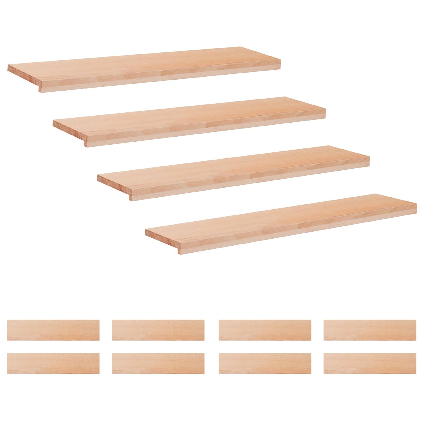 Stair Treads 12 pcs 120 x 30 x 2 cm Natural Solid Beech Wood