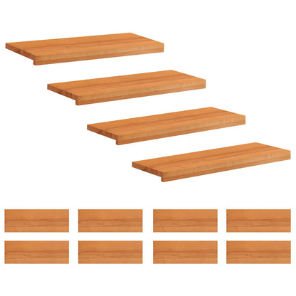 Stair Treads 12 pcs 80 x 25 x 2 cm Light Brown Solid Beech Wood