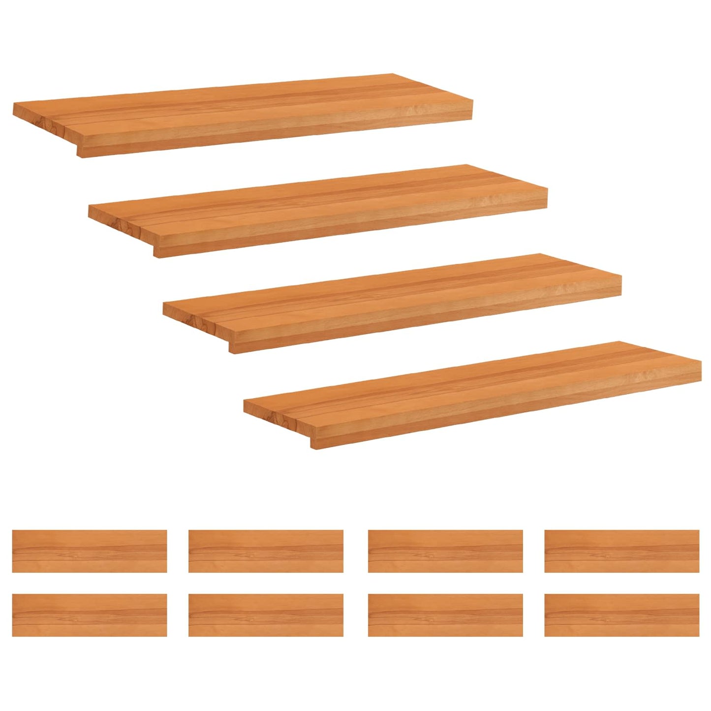 Stair Treads 12 pcs 100 x 30 x 2 cm Light Brown