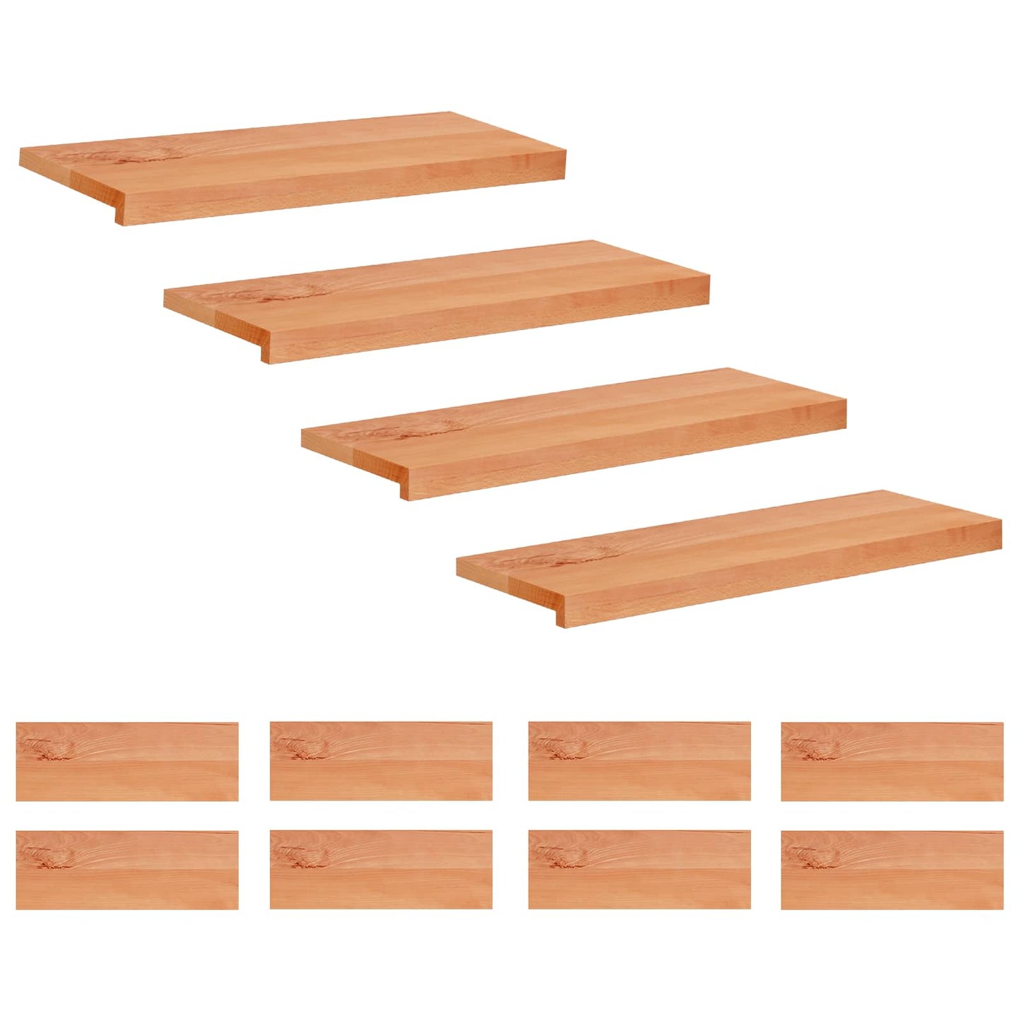 Stair Treads 12 pcs 70 x 25 x 2 cm Varnish Solid Beech Wood