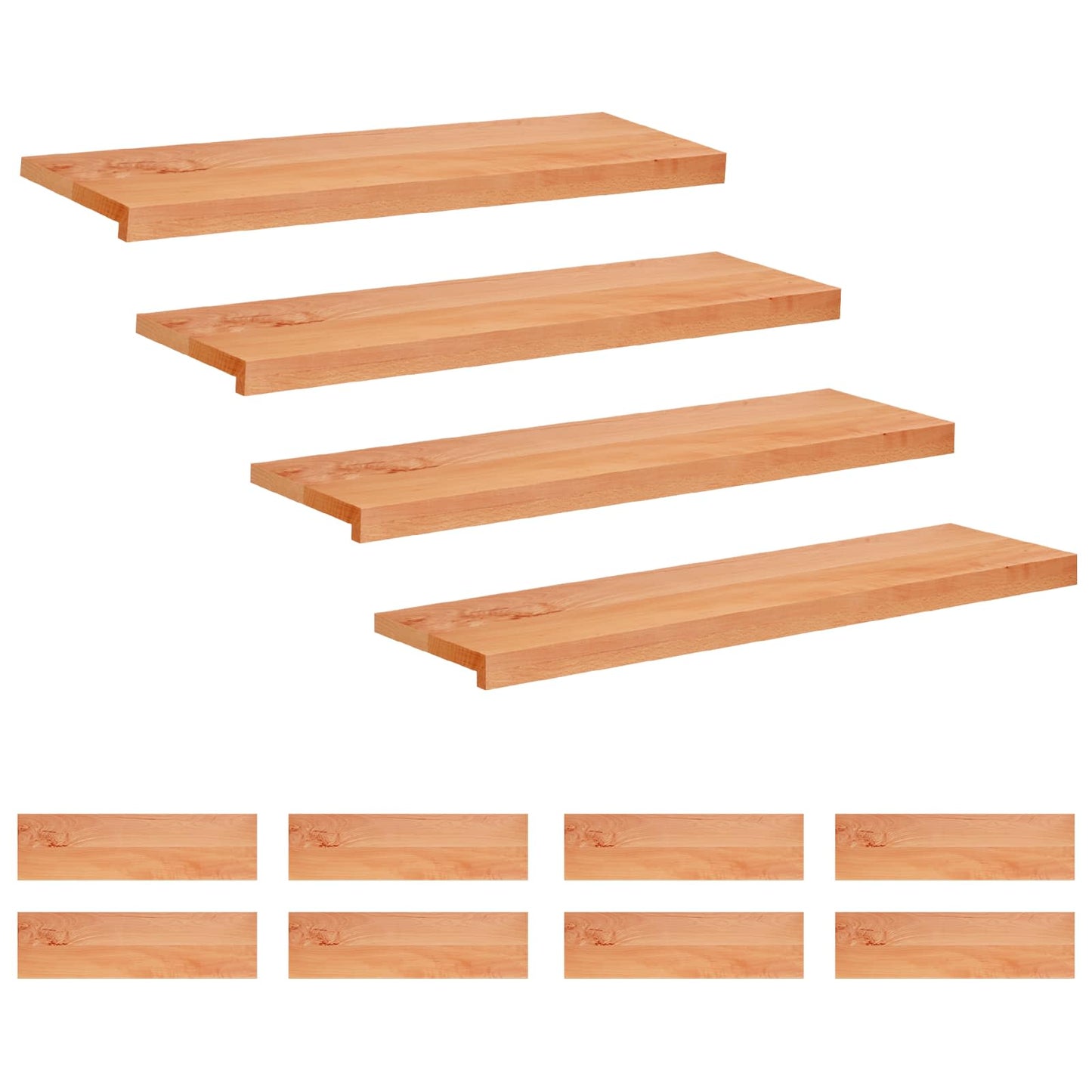 Stair Treads 12 pcs 100 x 25 x 2 cm Varnish Solid Beech Wood