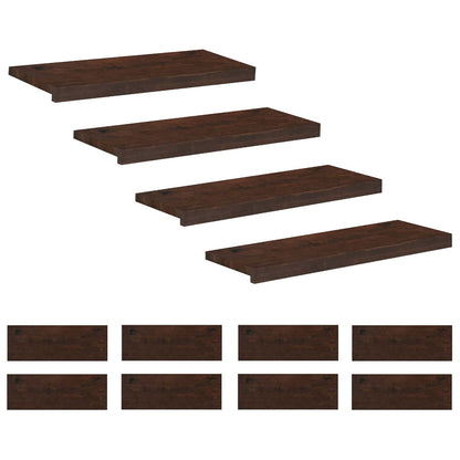 Stair Treads 12 pcs 80 x 25 x 2 cm Dark Brown Solid Beech Wood