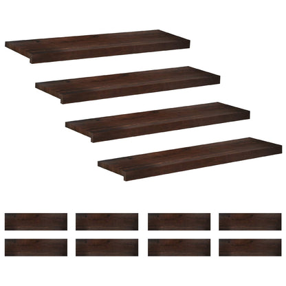 Stair Treads 12 pcs 90 x 30 x 2 cm Dark Brown Solid Beech Wood