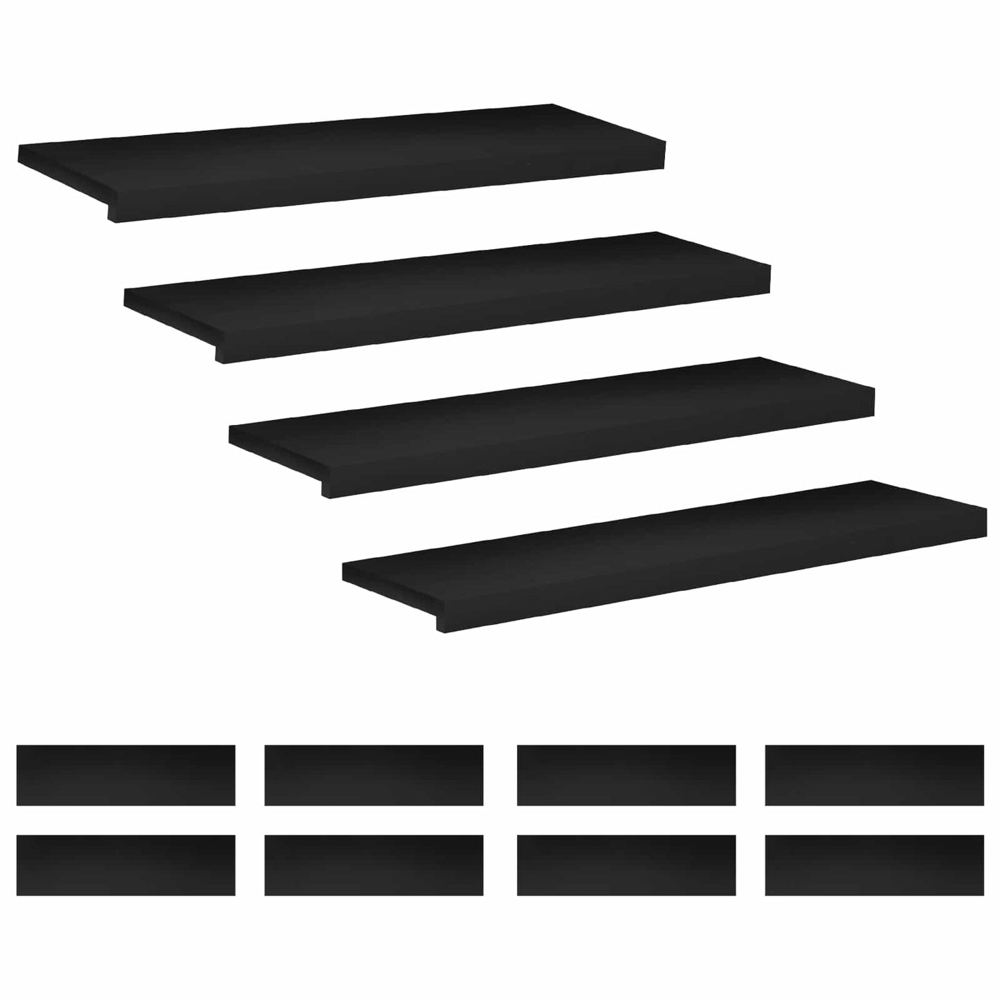 Stair Treads 12 pcs 90 x 25 x 2 cm Black Solid Beech Wood