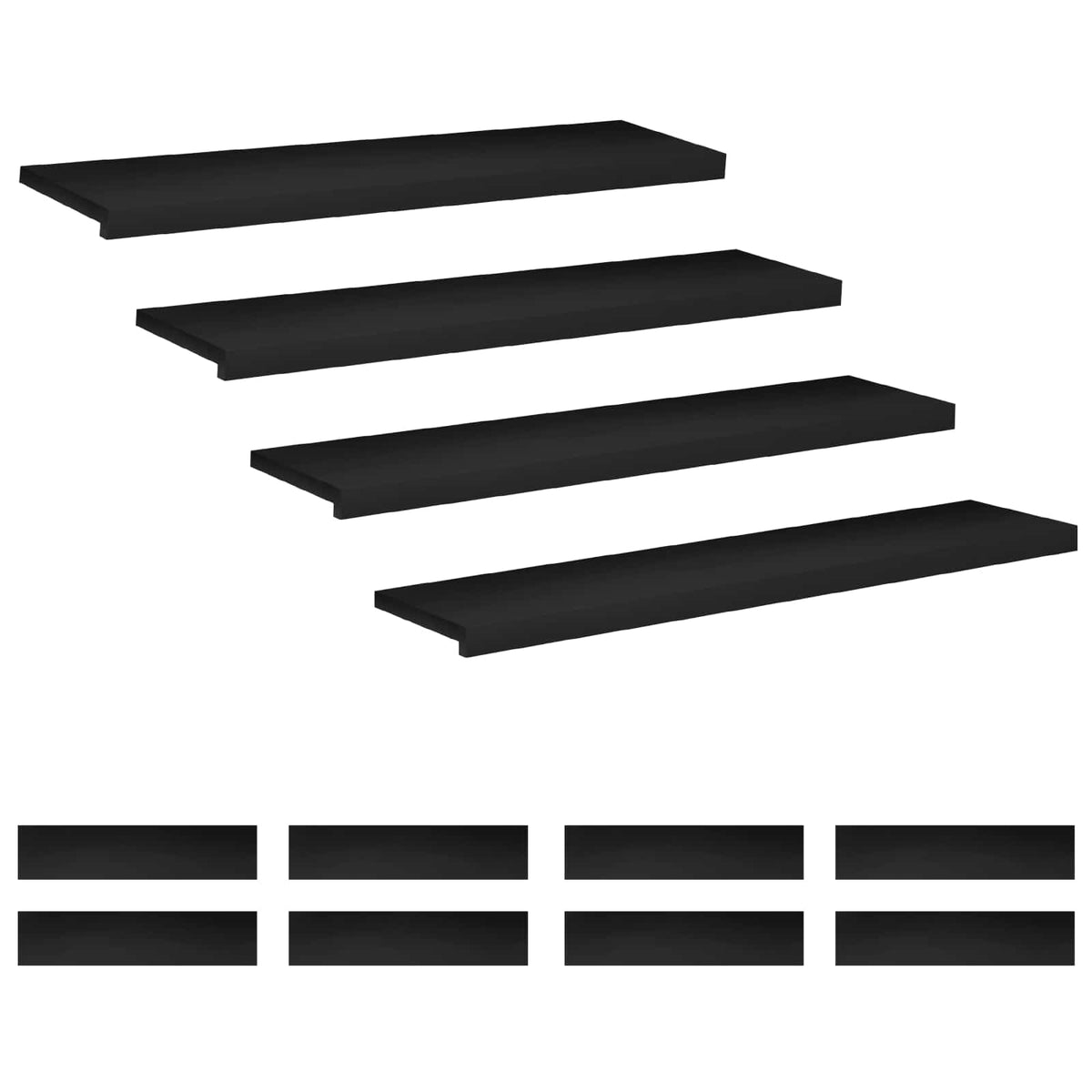 Stair Treads 12 pcs 110 x 25 x 2 cm Black Solid Beech Wood
