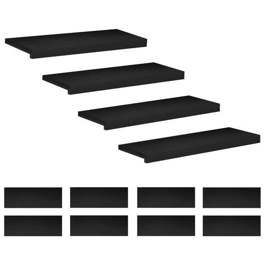 Stair Treads 12 pcs 80 x 30 x 2 cm Black Solid Beech Wood