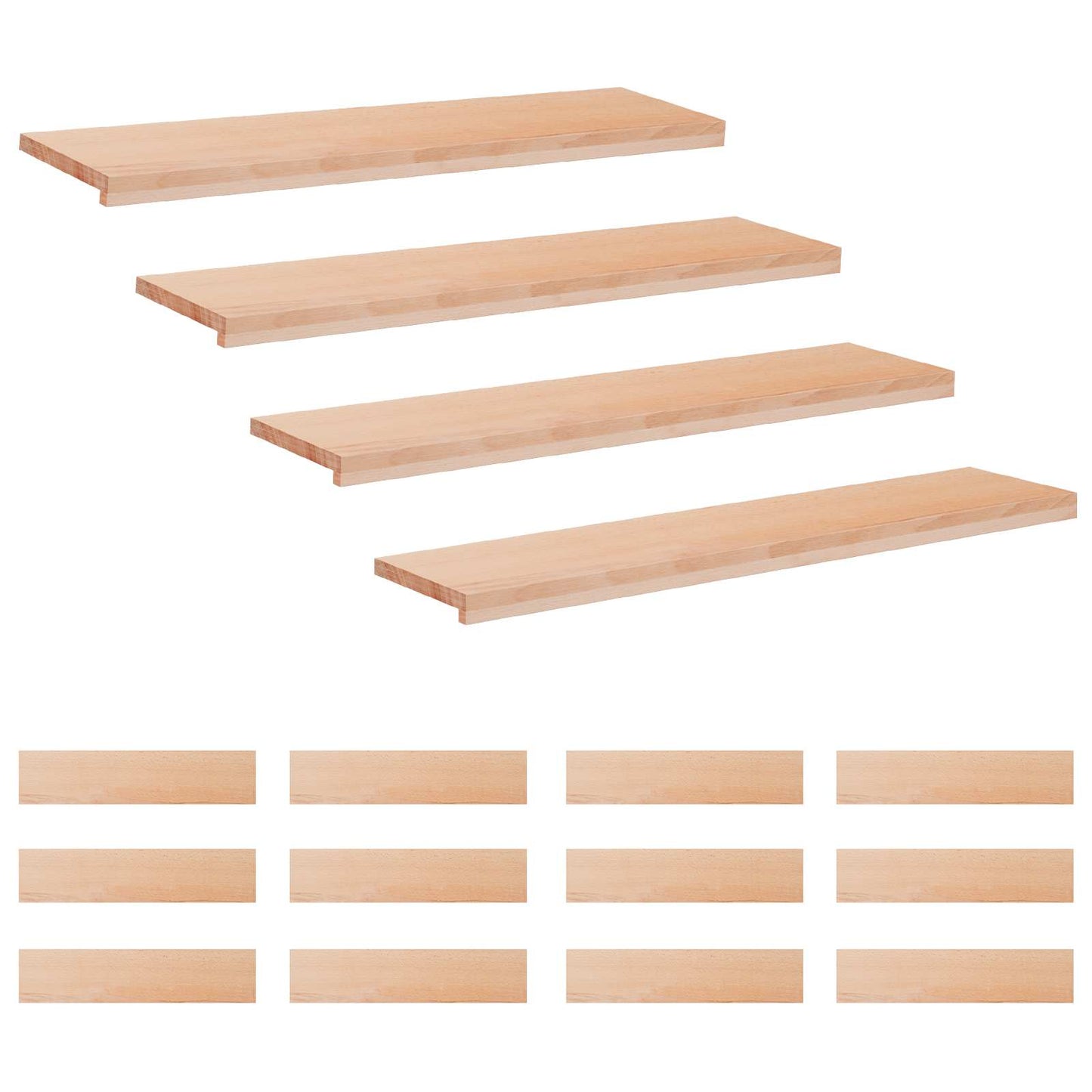 Stair Treads 16 pcs 110 x 30 x 2 cm Natural Solid Beech Wood