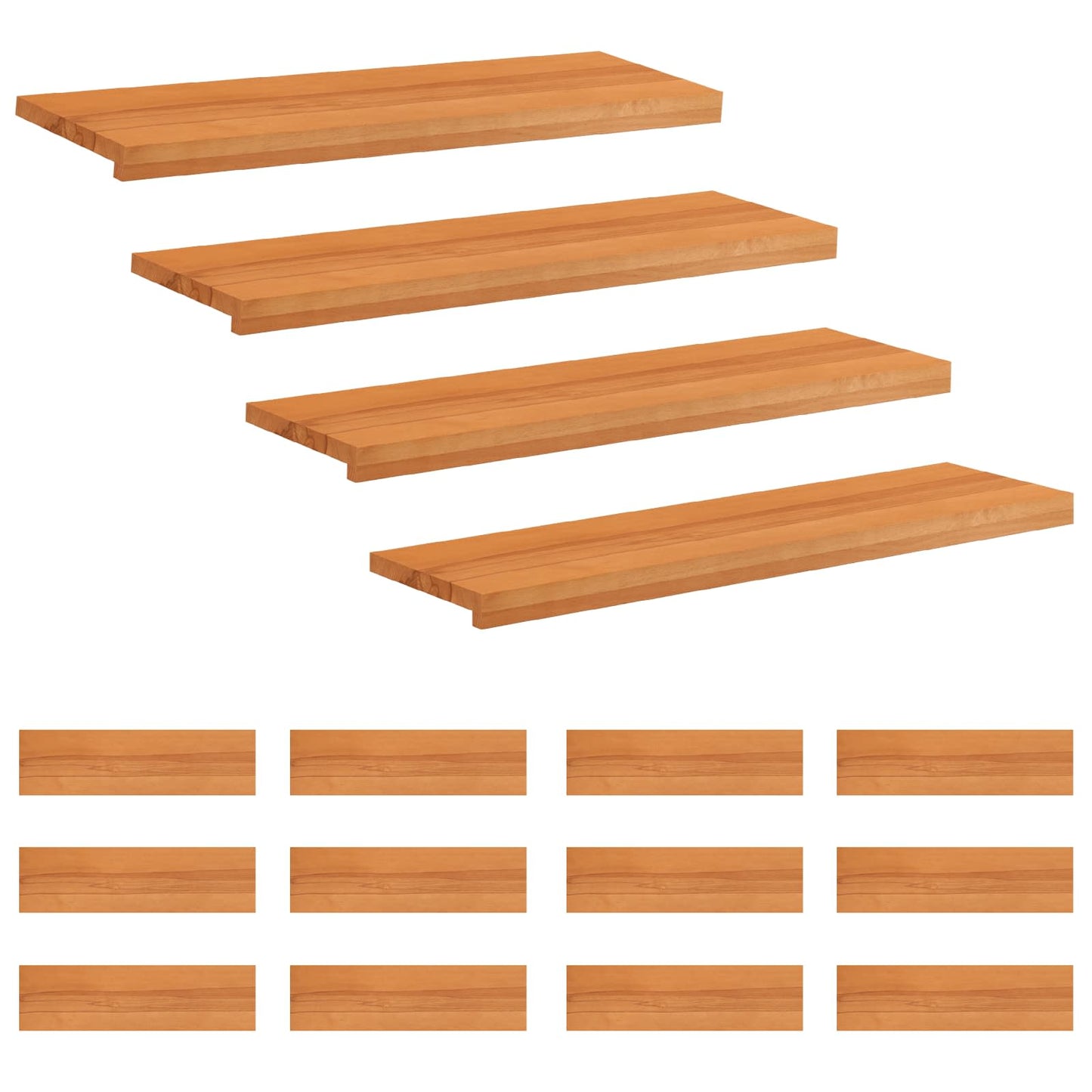 Stair Treads 16 pcs 90 x 30 x 2 cm Light Brown Solid Beech Wood