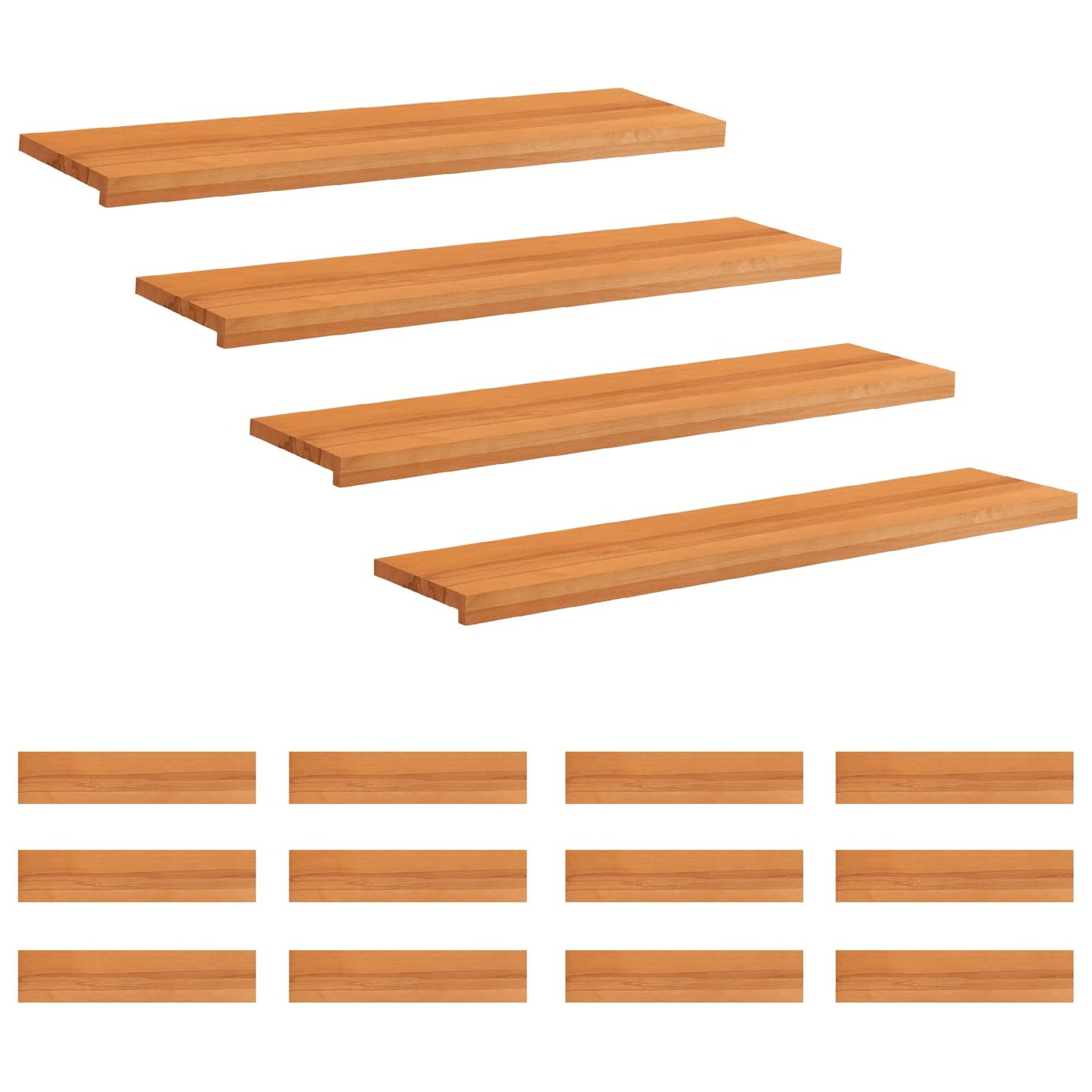 Stair Treads 16 pcs 120 x 30 x 2 cm Light Brown