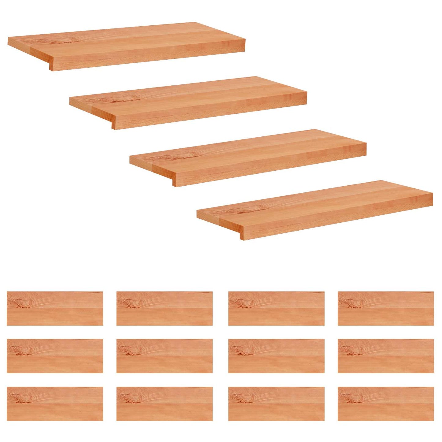 Stair Treads 16 pcs 70 x 25 x 2 cm Varnish Solid Beech Wood