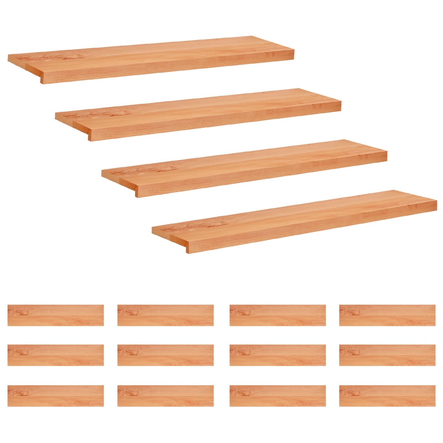 Stair Treads 16 pcs 120 x 25 x 2 cm Varnish Solid Beech Wood