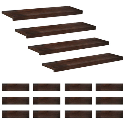 Stair Treads 16 pcs 90 x 25 x 2 cm Dark Brown Solid Beech Wood