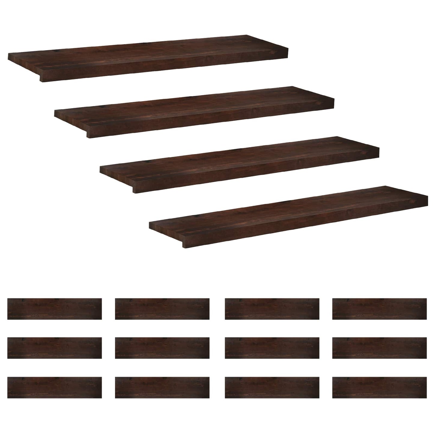 Stair Treads 16 pcs 110 x 25 x 2 cm Dark Brown Solid Beech Wood
