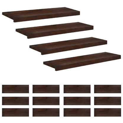 Stair Treads 16 pcs 70 x 30 x 2 cm Dark Brown Solid Beech Wood
