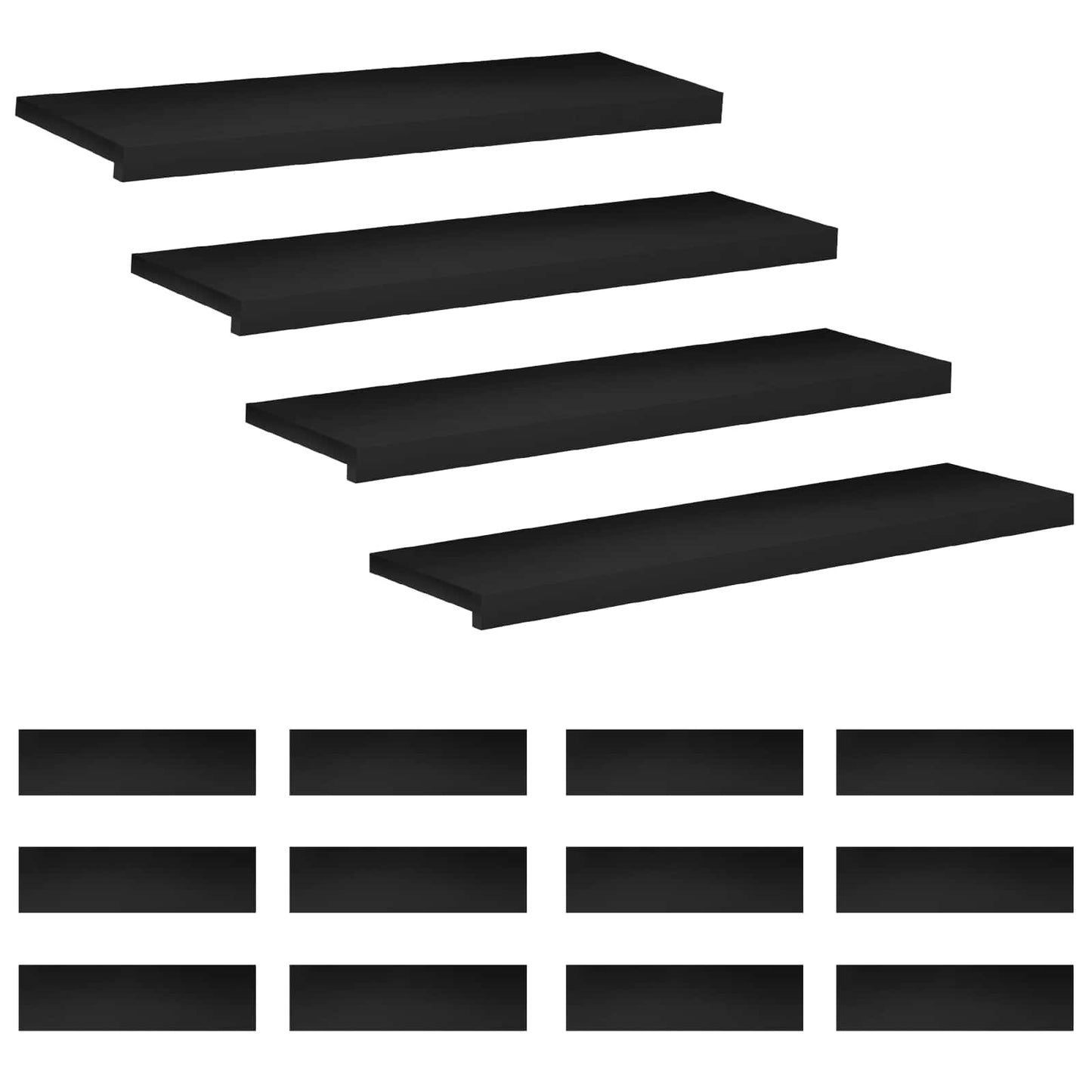 Stair Treads 16 pcs 90 x 25 x 2 cm Black Solid Beech Wood