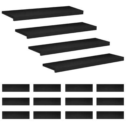 Stair Treads 16 pcs 90 x 25 x 2 cm Black Solid Beech Wood
