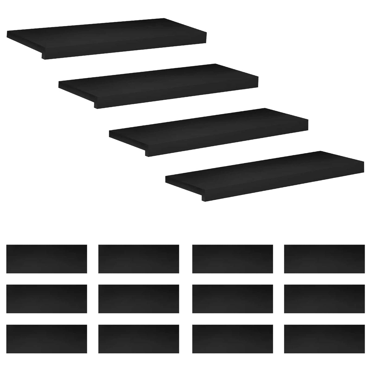 Stair Treads 16 pcs 70 x 30 x 2 cm Black Solid Beech Wood