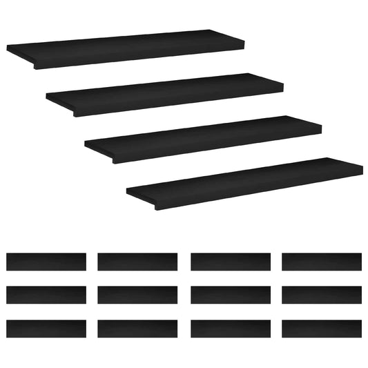Stair Treads 16 pcs 120 x 30 x 2 cm Black Solid Beech Wood