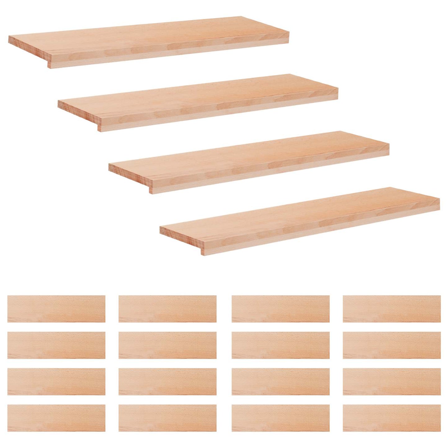 Stair Treads 20 pcs 100 x 25 x 2 cm Natural Solid Beech Wood
