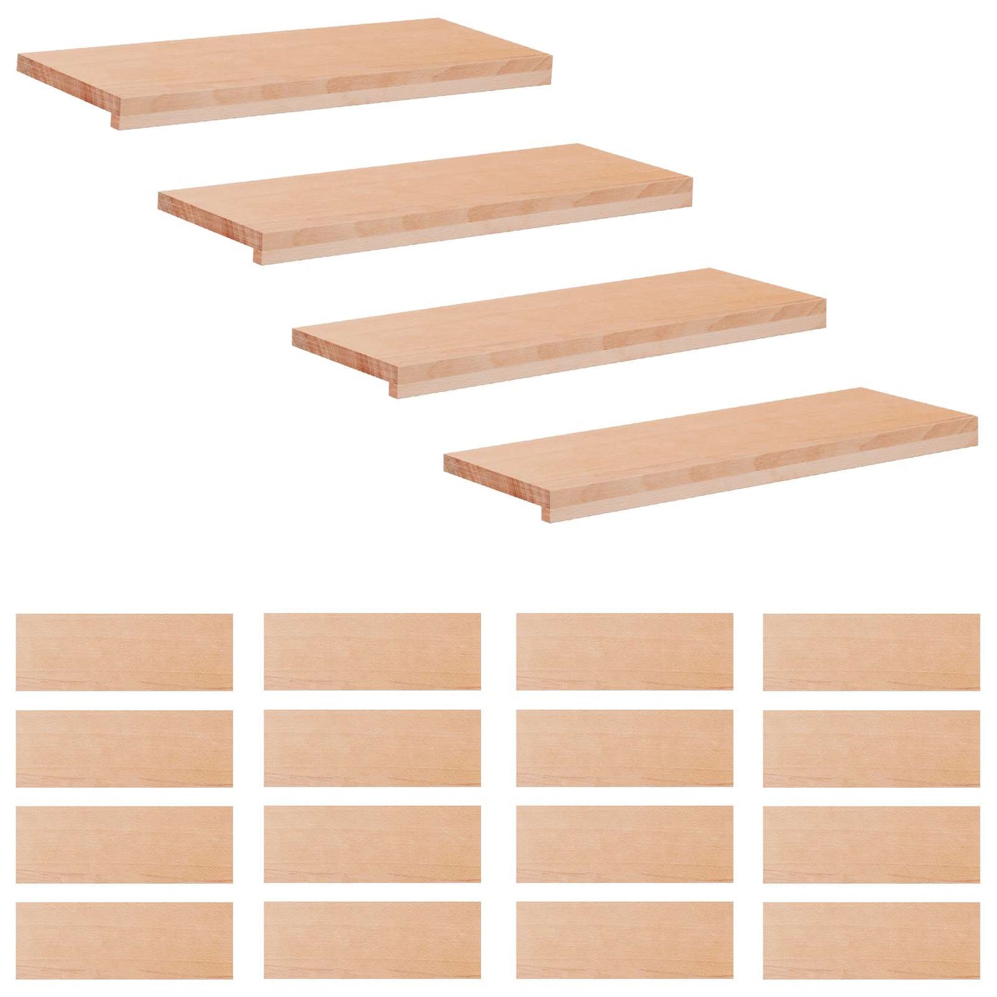 Stair Treads 20 pcs 80 x 30 x 2 cm Natural Solid Beech Wood